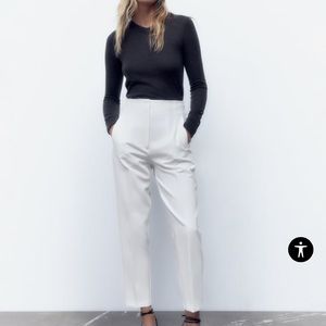 Zara White High-Waisted Pants